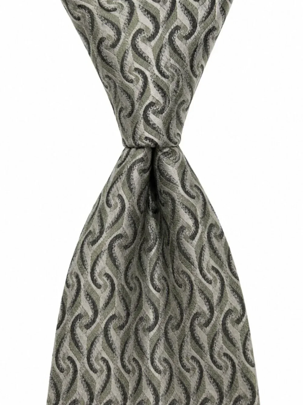 LUCIANO GATTI Elite Silk Neck Tie Italian Designer Woven Pattern Gray Green‎
